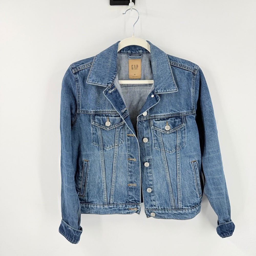 Gap Denim Trucker Jacket Blue Medium Classic 100% Cotton Casual Layering